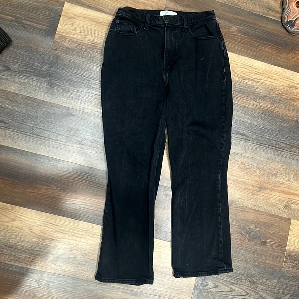 Abercrombie and Fitch the kick flare ultra high rise curve love black jean